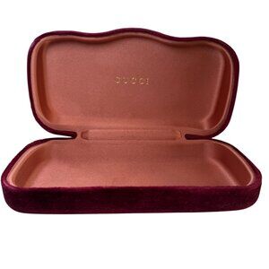 GUCCI Red Burgundy Velvet Clamshell Eyeglass Sunglass Case
